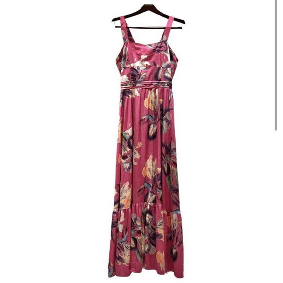 PatBO Grace Print One Shoulder Maxi Dress Fuchsia Pink Floral - Picture 5 of 6